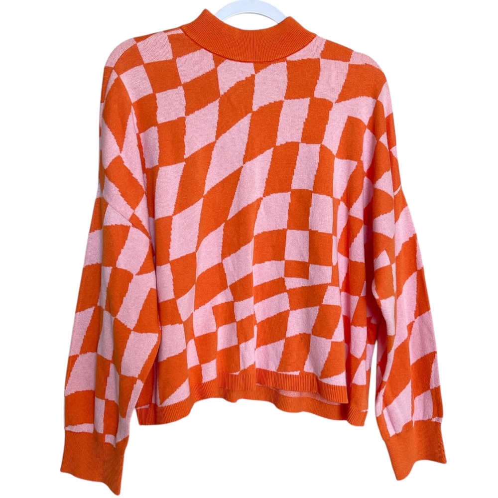 NWT Bar Ill Women's Long Sleeve Cropped Sweater in Max Check Size 2X.